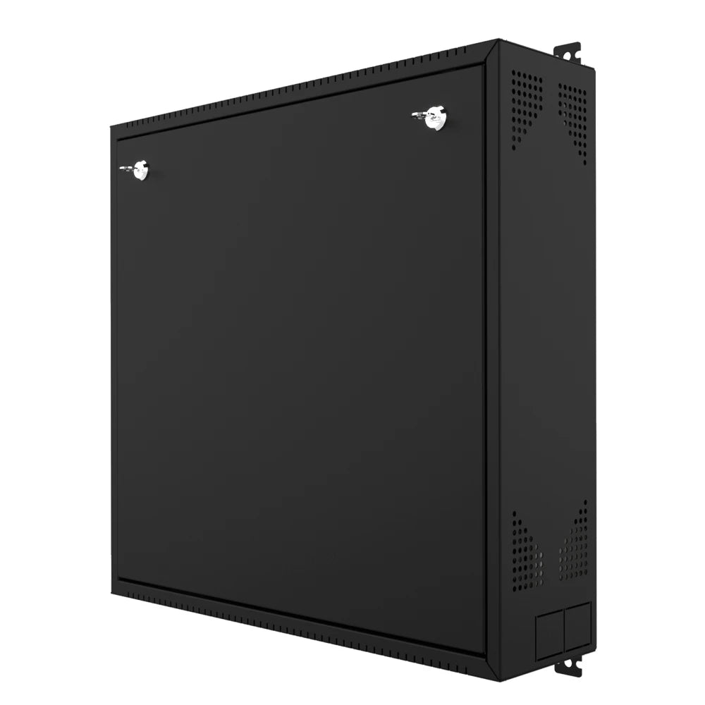 Wall Mount DVR Enclosure & Network Equipment Cabinet, Black | 1U Adjustable Mounting Rail, Secure Locking System & 90-degree Foldable Front Door