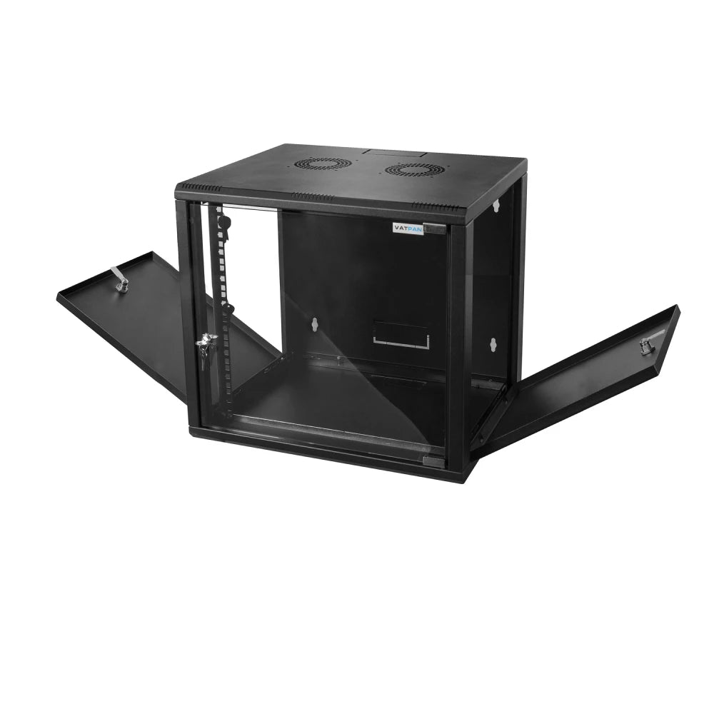 12U 19-inch Wall Mounted Rack Cabinet | Economical & Modular | 4mm Tempered Front Glass Panel | 450mm Depth