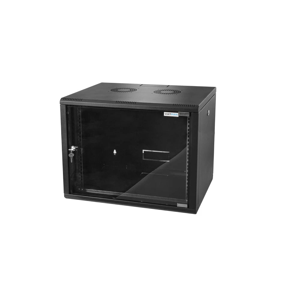 9U Wall Mount Server Rack Cabinet 600 | Rack Mount Data Network Enclosure | 19-inch IT Network Cabinet with 4mm Tempered Glass Panel | 600mm Depth