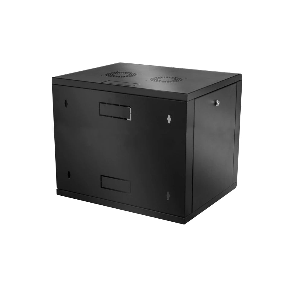 Gabinete en rack para servidores de montaje en pared 9U | Gabinete de red de datos para montaje en bastidor | Gabinete de red de TI de 19 pulgadas con panel de vidrio templado de 4 mm | 600 mm de profundidad