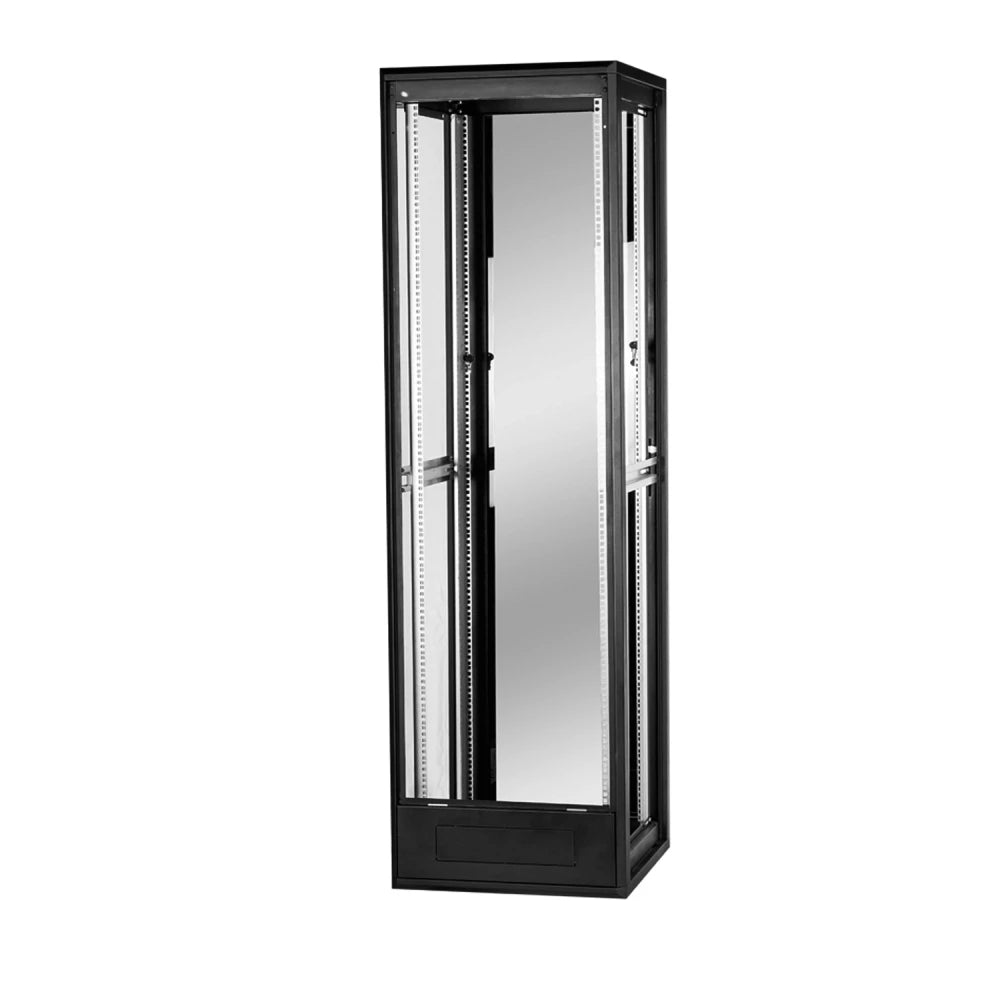 42U Floor Standing Server Rack Cabinet - Free Standing IT Network Enclosure w/ Lock & Tempered Front Glass | Modular with Wheels | 600mm W x 600mm D(24"x24")