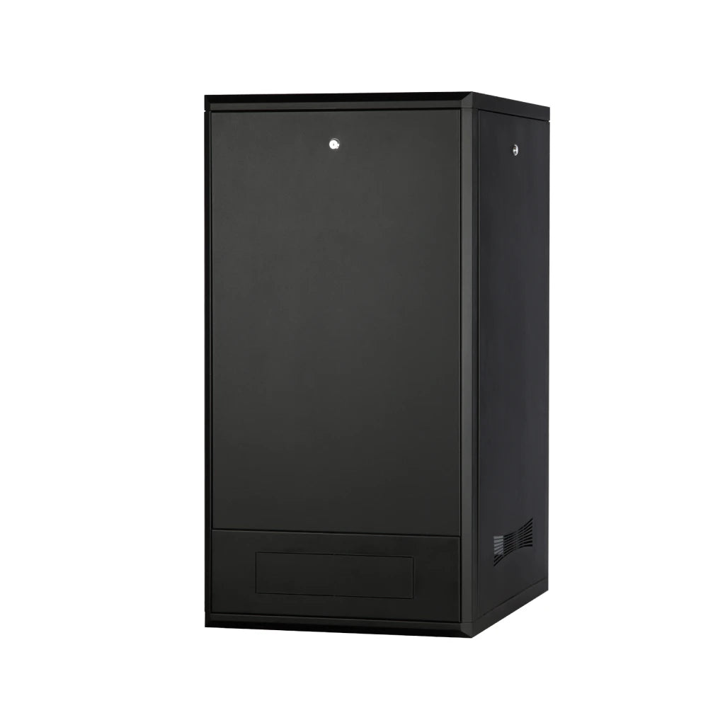 24U Floor Standing Server Rack Cabinet - Free Standing IT Network Enclosure w/ Lock & Tempered Front Glass | Modular with Wheels | 600mm W x 800mm D (24"x32")