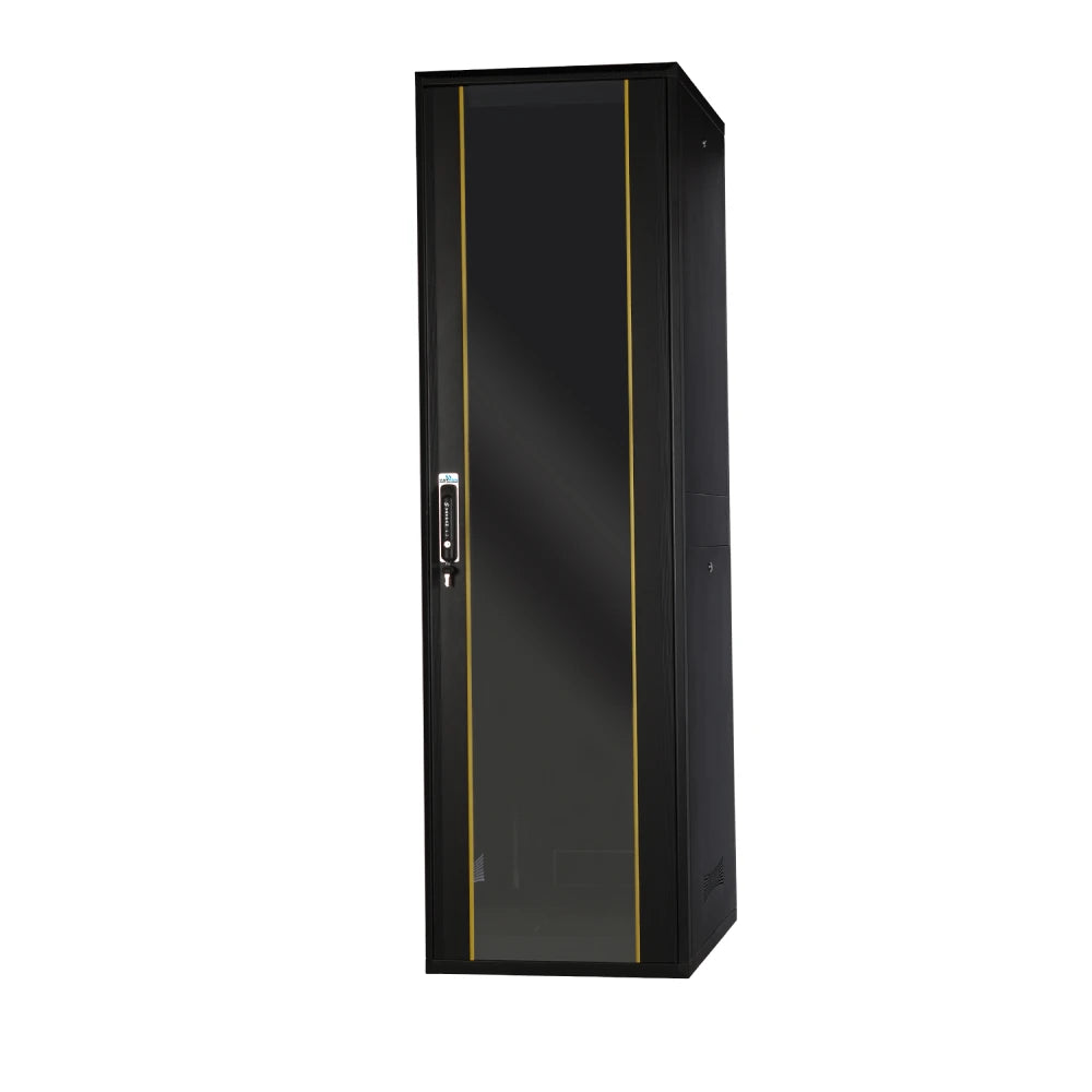 42U Floor Standing Server Rack Cabinet - Free Standing IT Network Enclosure w/ Lock & Tempered Front Glass | Modular with Wheels | 600mm W x 800mm D(24"x32")