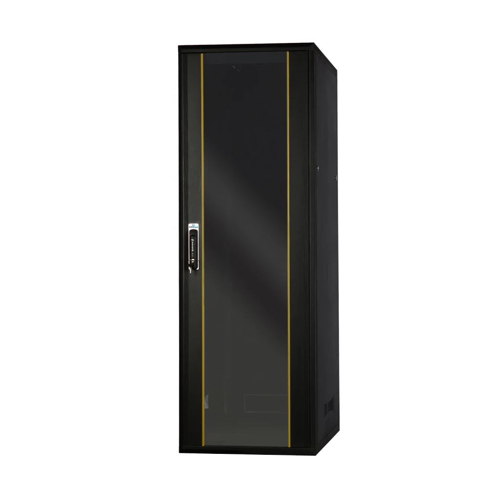 42U Floor Standing Server Rack Cabinet - Free Standing IT Network Enclosure w/ Lock & Tempered Front Glass | Modular with Wheels | 600mm W x 1000mm D(24"x40")