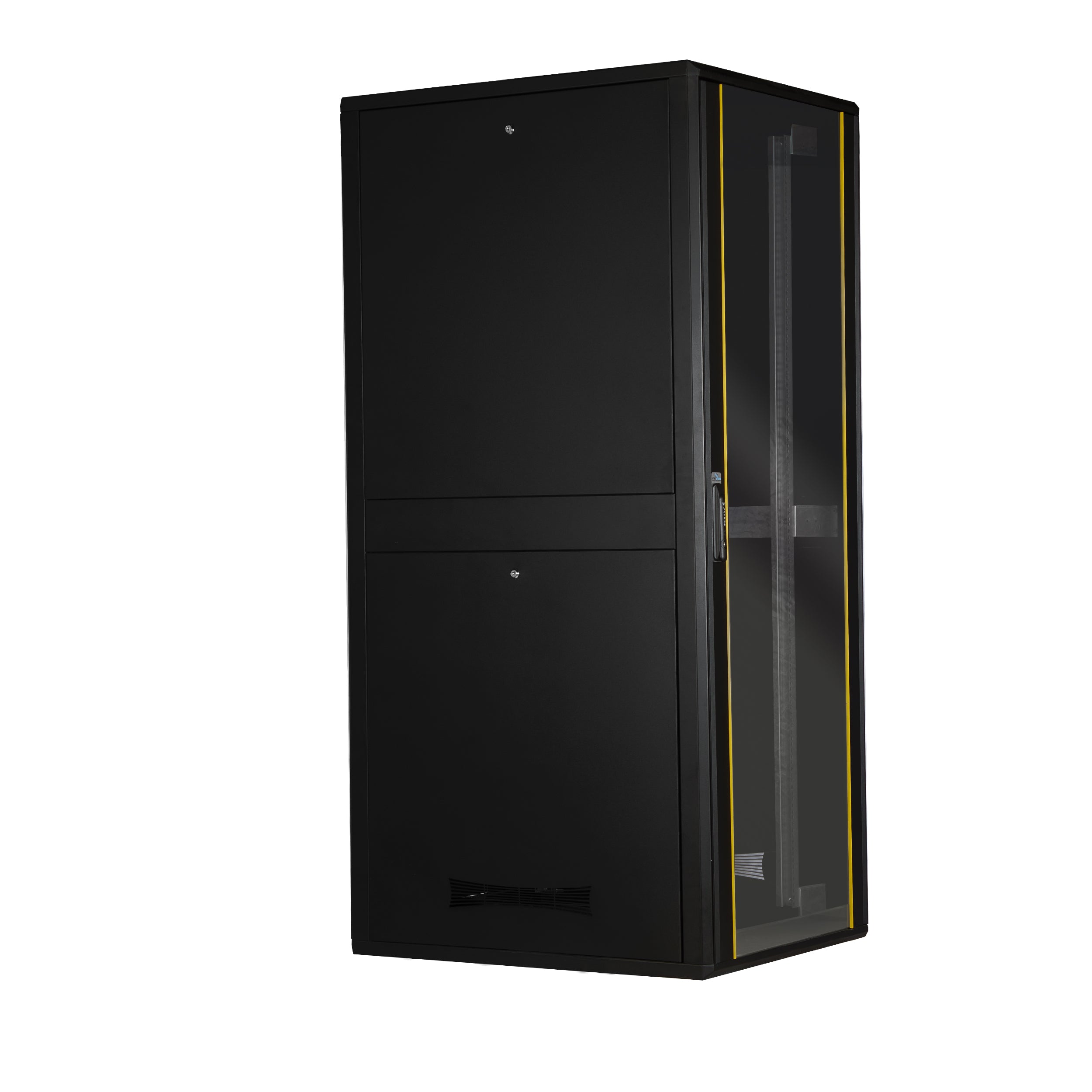 42U Floor Standing Server Rack Cabinet - Free Standing IT Network Enclosure w/ Lock & Tempered Front Glass | Modular with Wheels | 800mm W x 800mm D (32"x32")