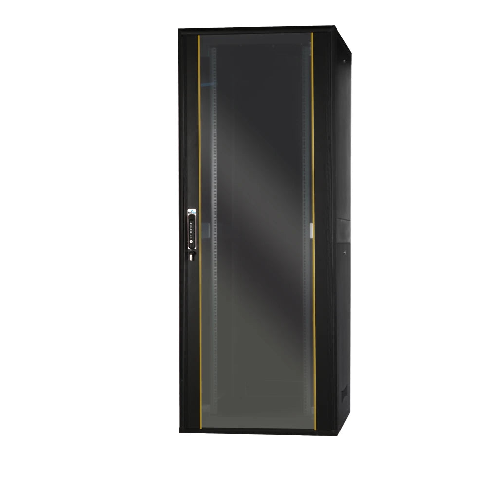 42U Floor Standing Server Rack Cabinet - Free Standing IT Network Enclosure w/ Lock & Tempered Front Glass | Modular with Wheels | 800mm W x 1000mm D (32"x40")