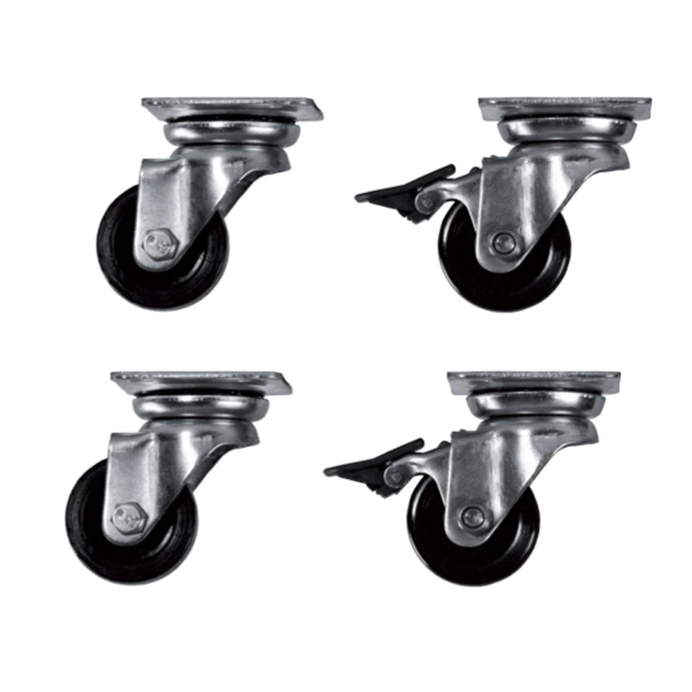 Heavy Duty Casters for Server Rack Cabinets - Set of 4 Vertical Wheels | 2 with Brakes for Secure Locking, 2 Freely Rotating for Mobility