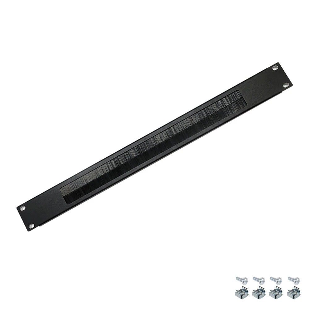 1U Metal Horizontal Rack Mount Cable Management Brush Panel for Organizing Cables in 19-inch Server Racks & IT Network Cabinets