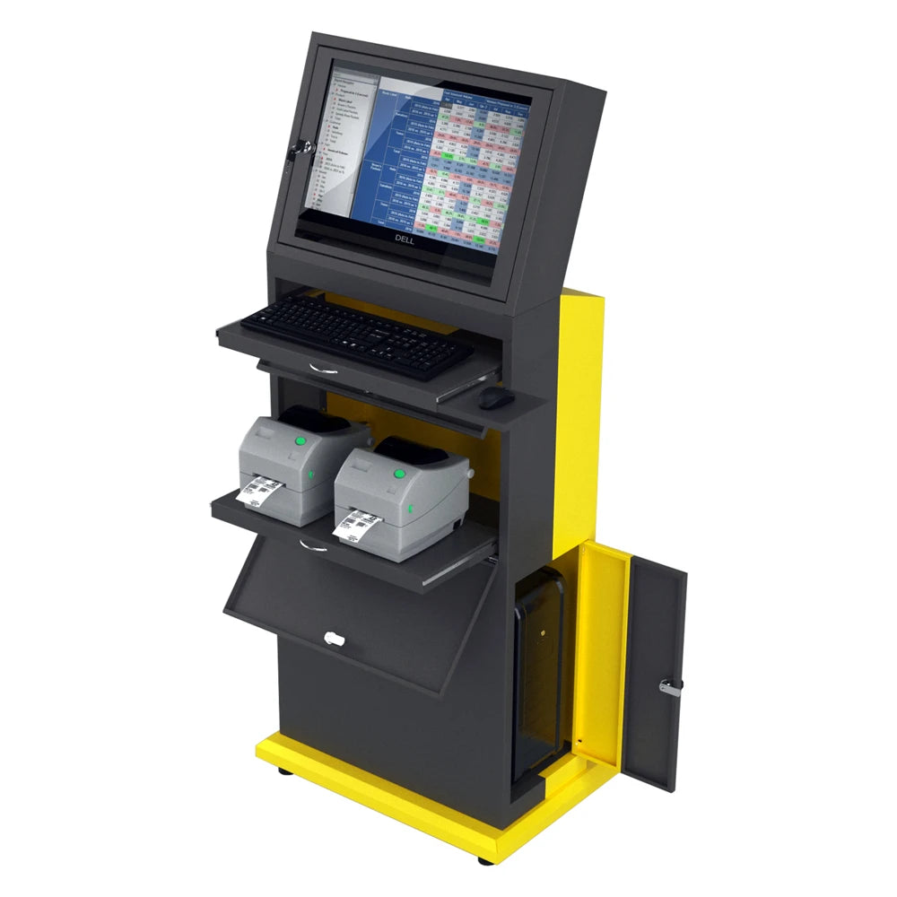 Mobile Industrial Computer Cabinet V2 | Mobile Workstation Cart Holds LCD Monitor, PC & Printer |