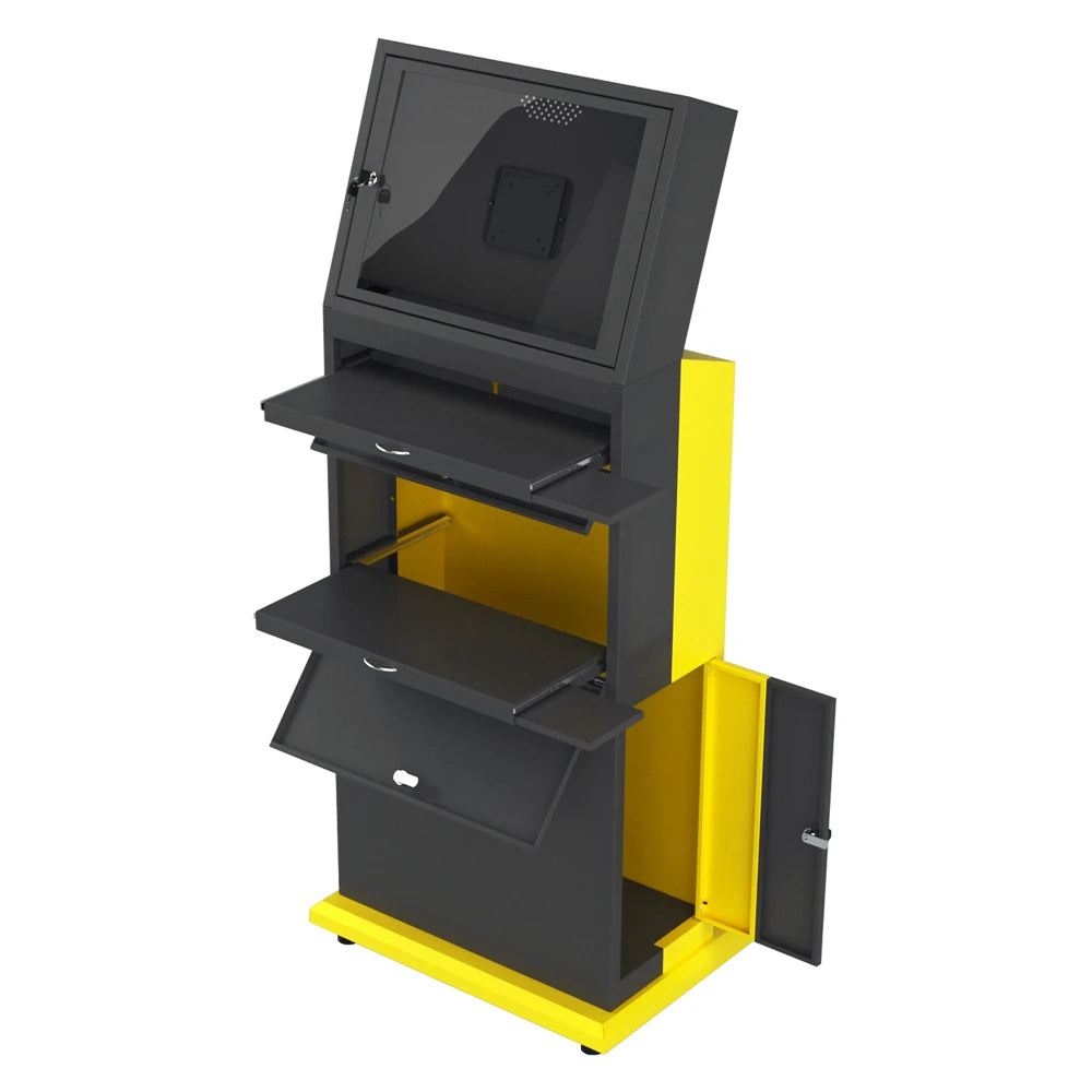 Mobile Industrial Computer Cabinet V2 | Mobile Workstation Cart Holds LCD Monitor, PC & Printer |