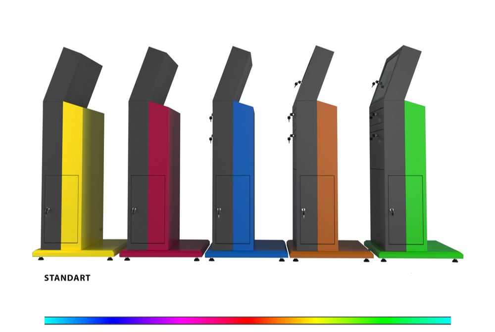 Gabinete para computadora industrial móvil V3 | Carro para estación de trabajo móvil con capacidad para monitor LCD, PC e impresora | Recinto amarillo