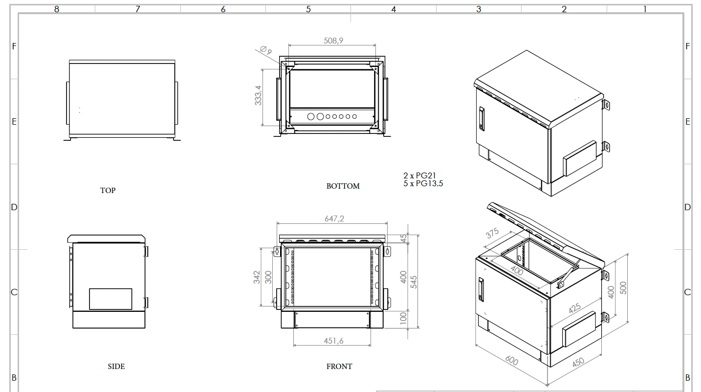 Gabinete de red para exteriores de pie 7U - Gabinete de red de pared simple, resistente a la intemperie y con clasificación IP55 | Resistente al polvo y al agua, listo para ventilador | 600 mm de ancho x 450 mm de profundidad (24"x 18")