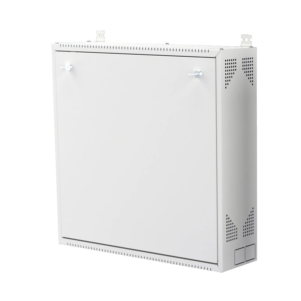 Adjustable wall-mount DVR enclosure with a secure locking system, ideal for protecting network.