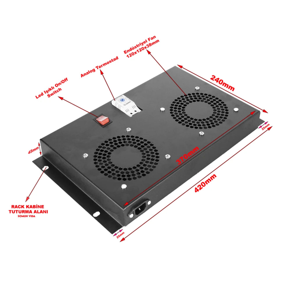 Fan module for server rack cabinets, providing efficient cooling and ventilation for IT equipment.