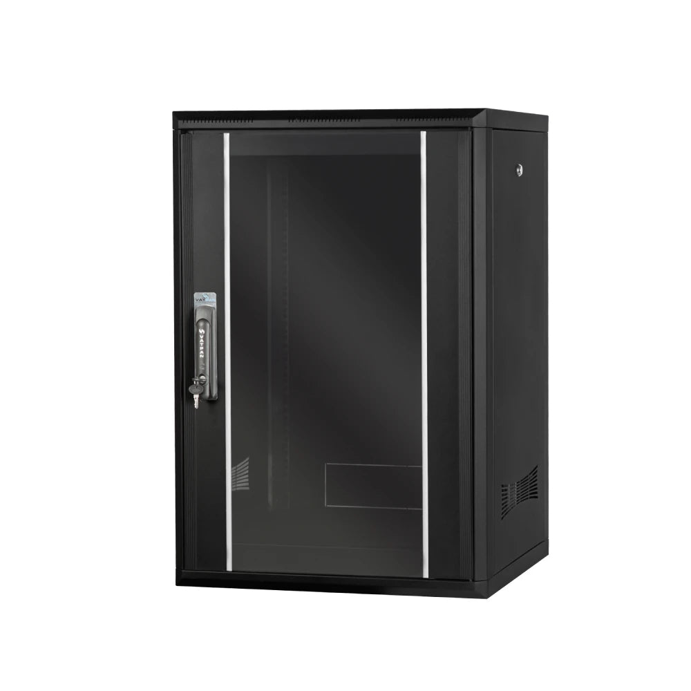 Floor standing server rack cabinet network enclosure provides robust and secure server storage.