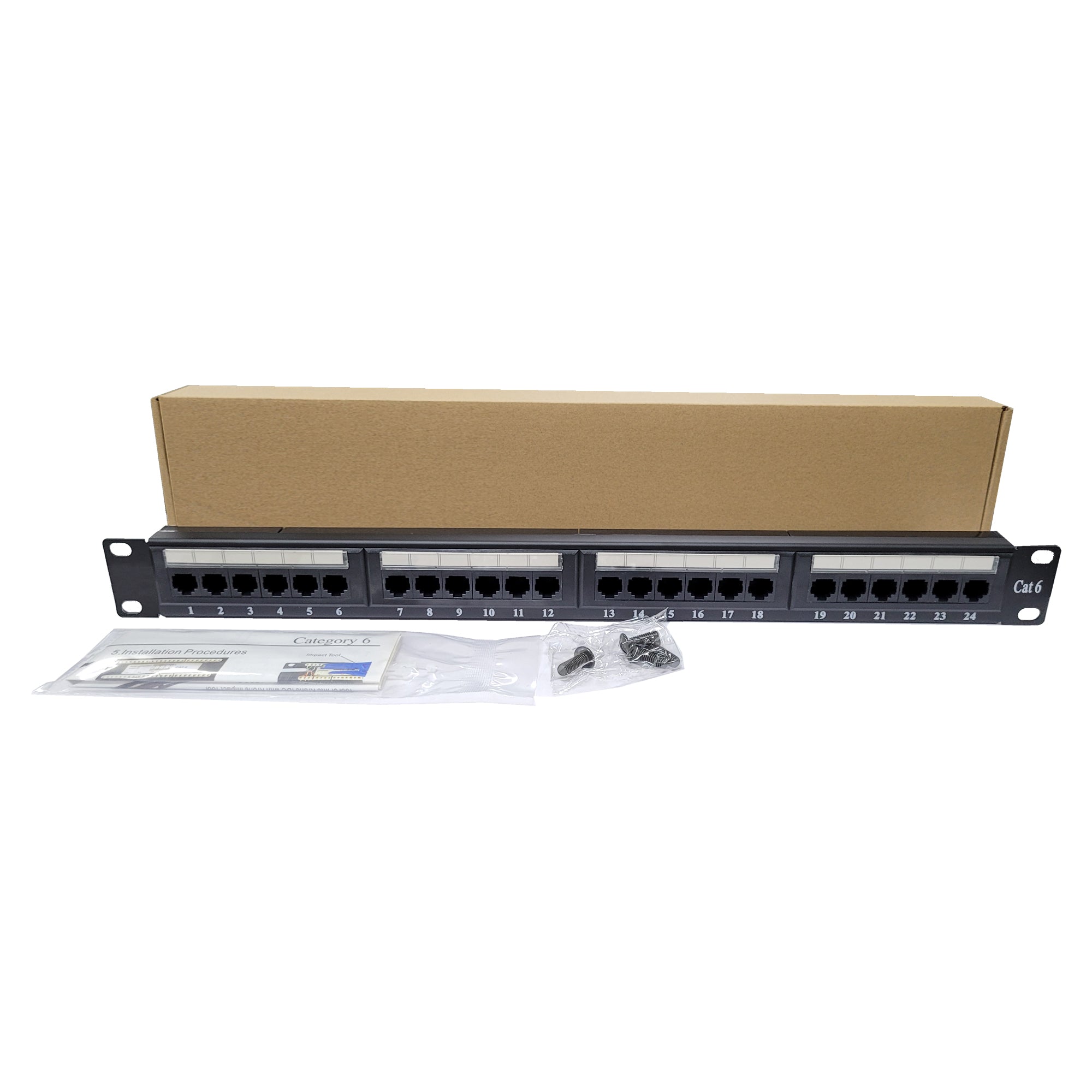 Full patch panel offering economical and efficient network cable organization.