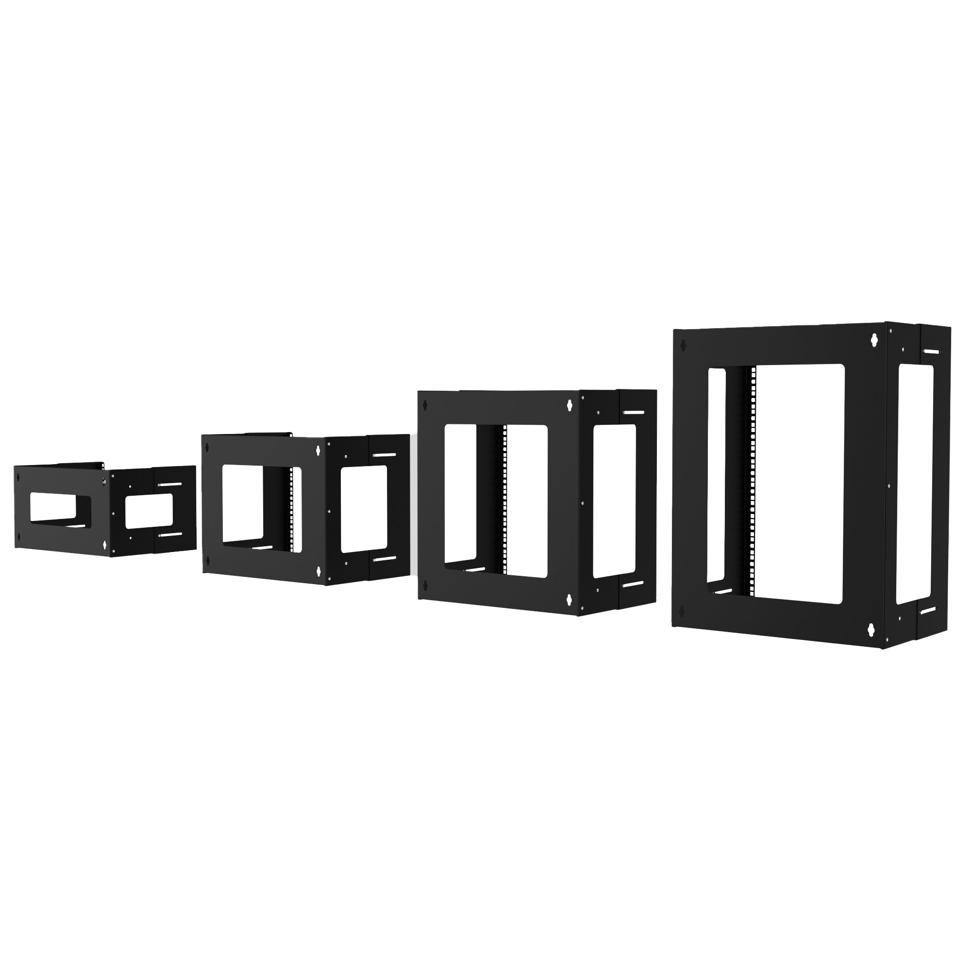 Heavy duty open frame network rack designed for secure and long lasting IT setups.