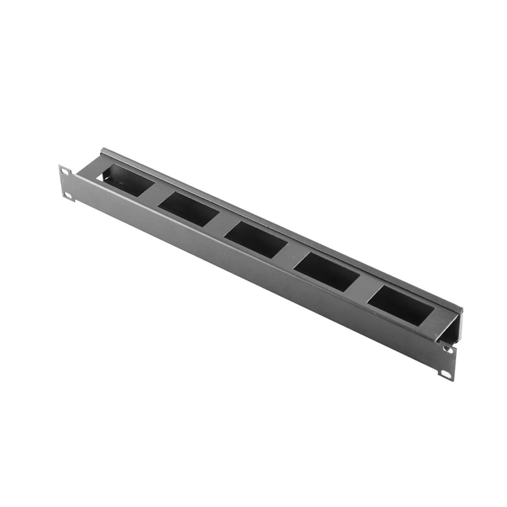 Rack mount cable organizer with cover, perfect for server racks and IT network cabinets.