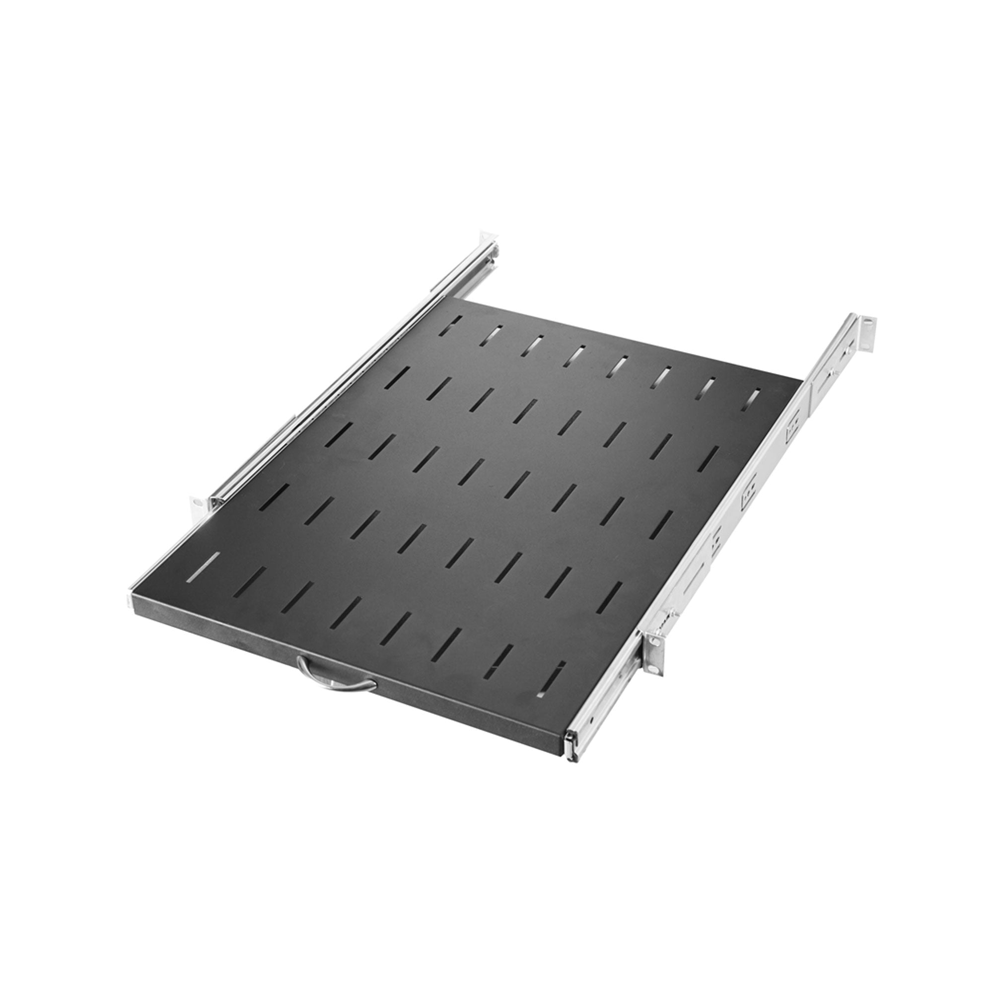 Reliable 1U sliding rack shelf for IT server cabinets, providing efficient storage.