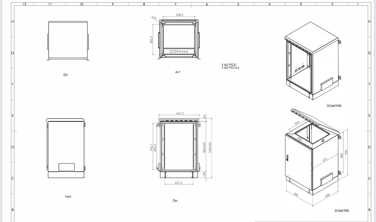 Reliable outdoor network cabinet with IP66 rating for dust and water resistance.