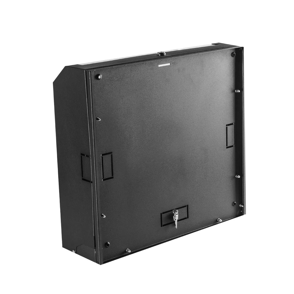 Slim wall mount enclosure for network equipment, designed as an office box IT cabinet for space saving storage.