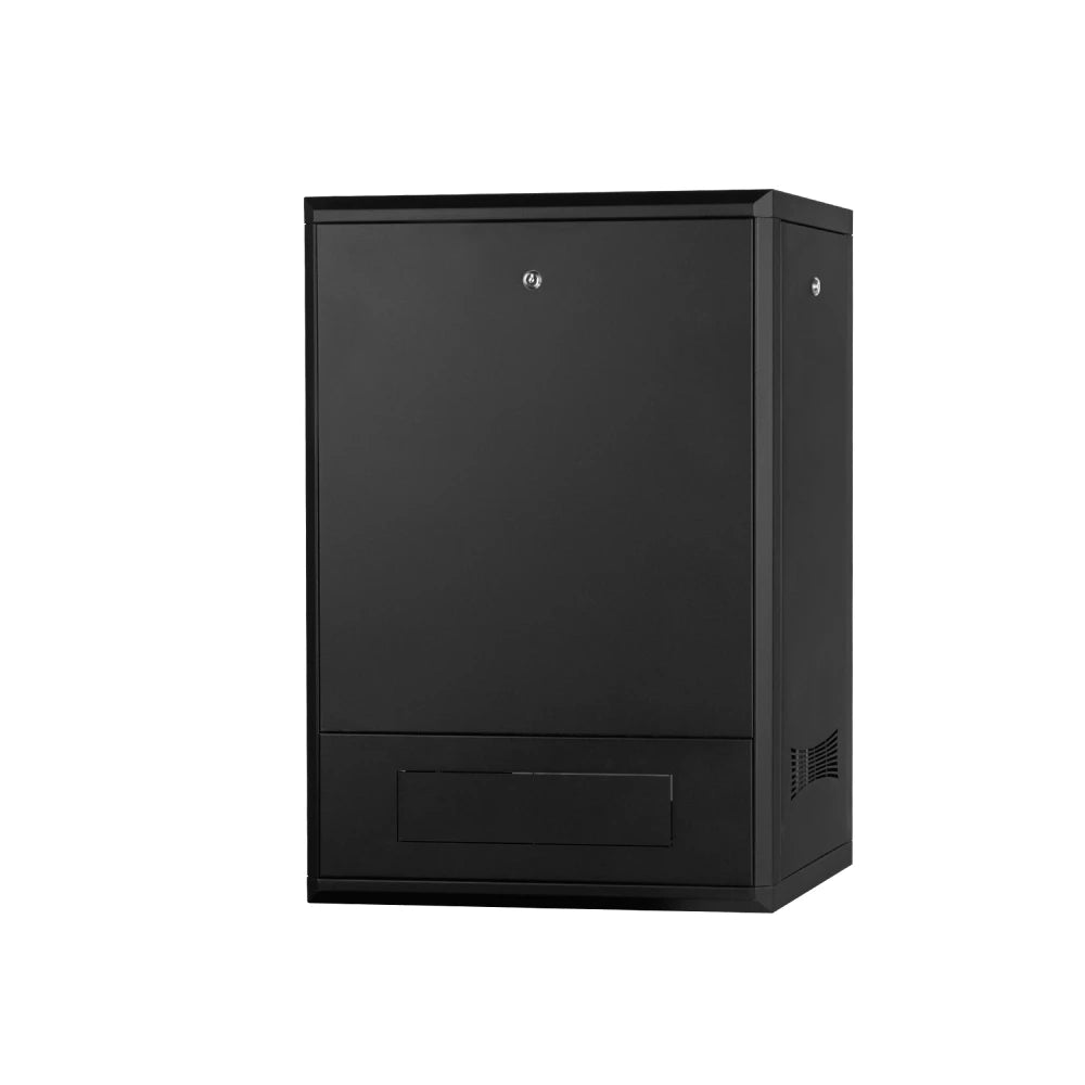 Standing server rack cabinet network enclosure offers reliable organization for IT infrastructure.