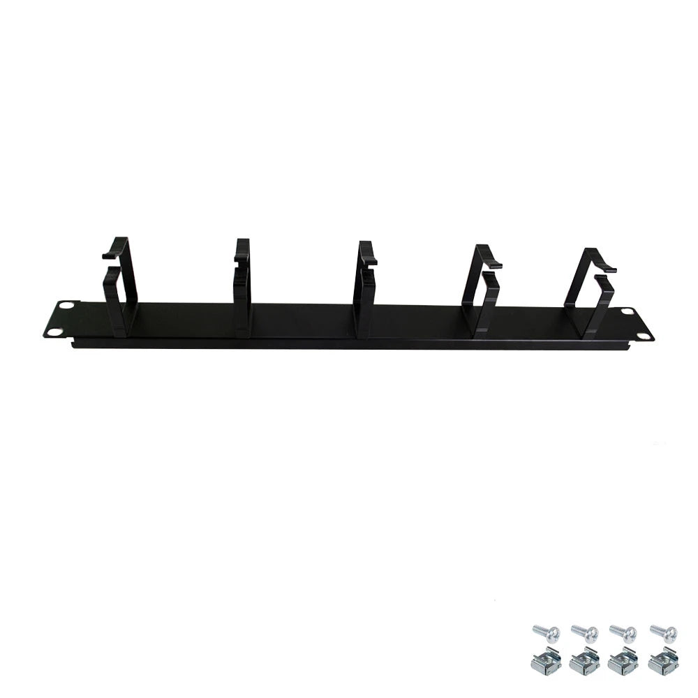 Sturdx cable management panel with D-rings, designed for rack mount setups in IT networks.