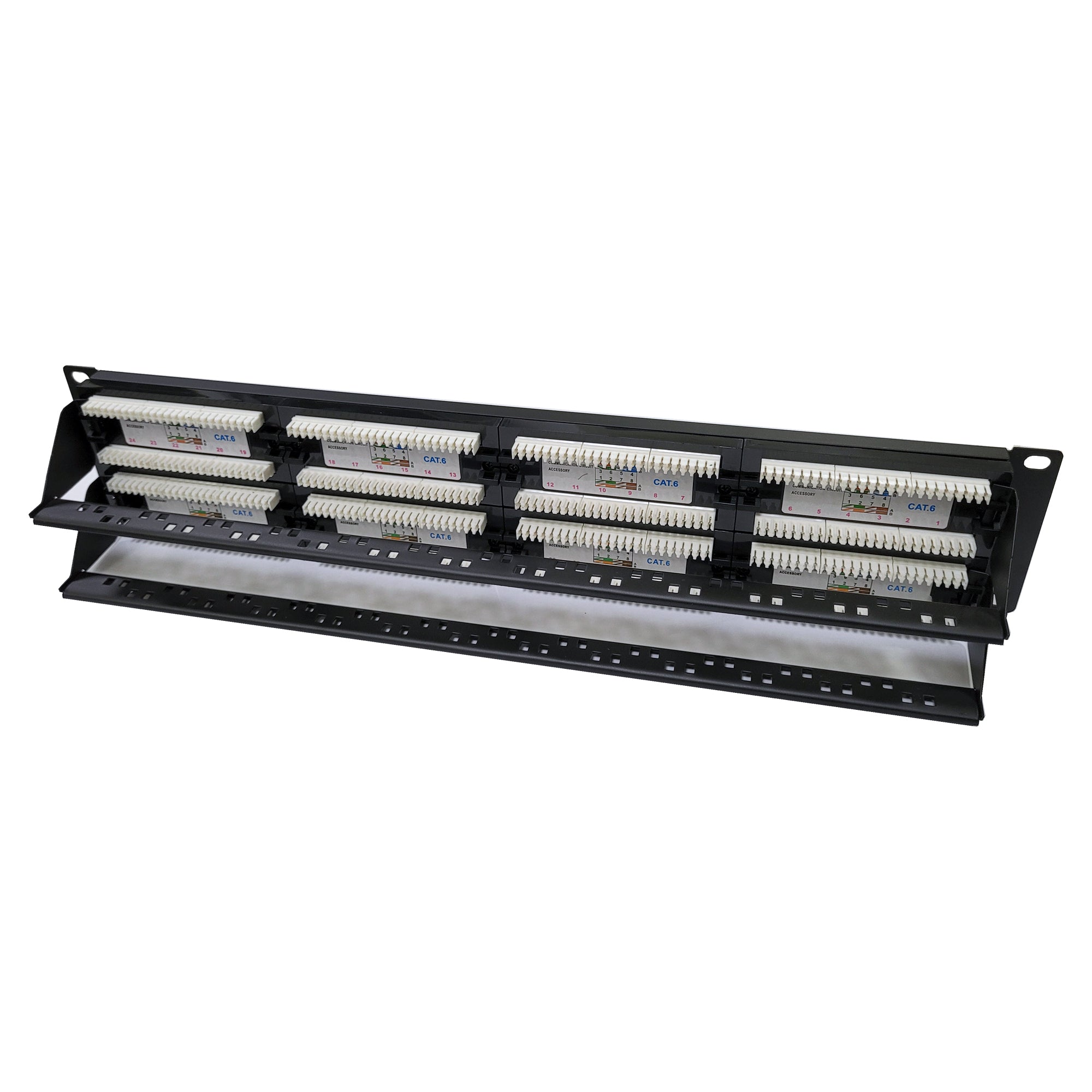 Sturdx patch panel designed for easy installation and management of network cables.