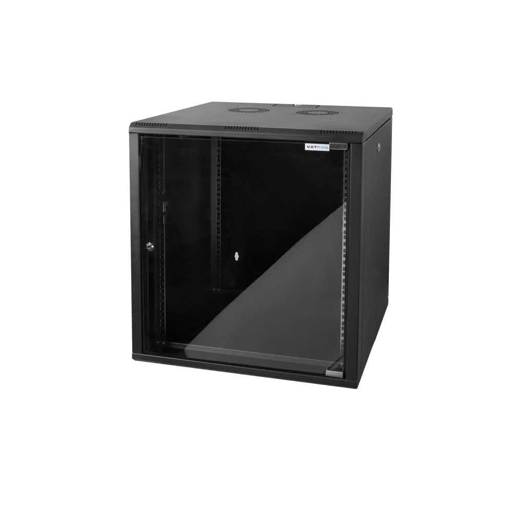 Sturdx wall mount server rack cabinet with glass panel, combining security and visibility for IT setups.