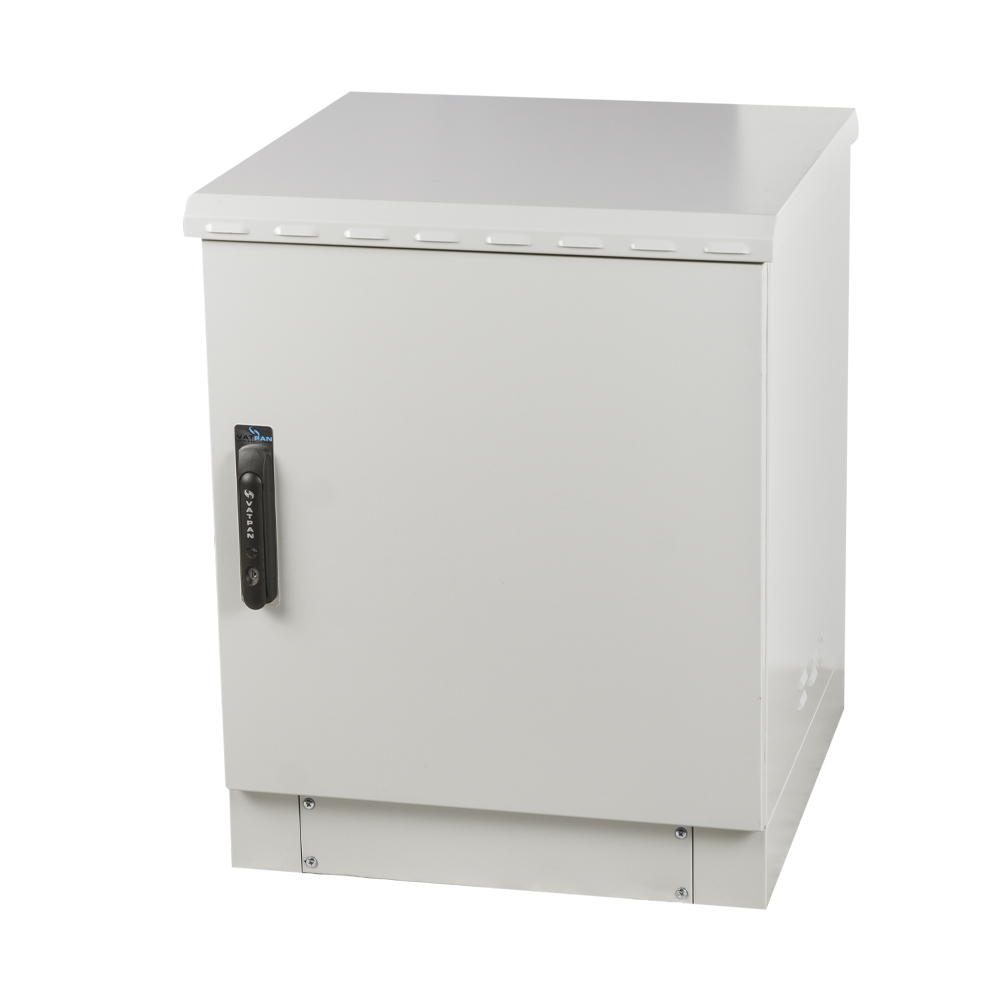 Weatherproof outdoor network cabinet with IP66-rated enclosure for durable outdoor use.